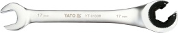 Klucz oczkowy półotwarty z grzechotką 17 mm YATO YT-01339 - satynowe wykończenie, mechanizm zapadkowy 72 zęby, profil AS-DRIVE