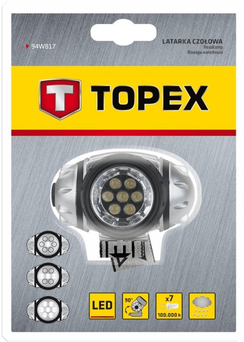LATARKA CZOŁOWA 7 x LED, 3xAAA 94W817 TOPEX