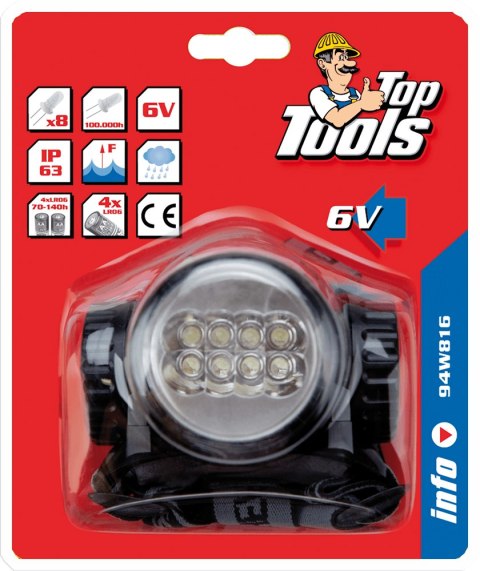 LATARKA CZOŁOWA 8 x LED, 4xAA 94W816 TOP TOOLS