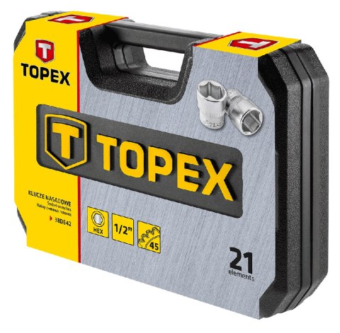 KLUCZE NASADOWE 1/2", 21 szt., 38D642 TOPEX