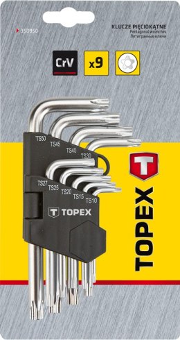 Klucze TORX SECURITY T10-T50,9 szt. TOPEX
