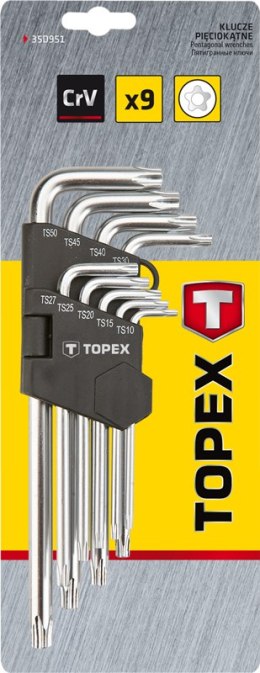 Klucze TORX SECURITY T10-T50,9 szt. TOPEX