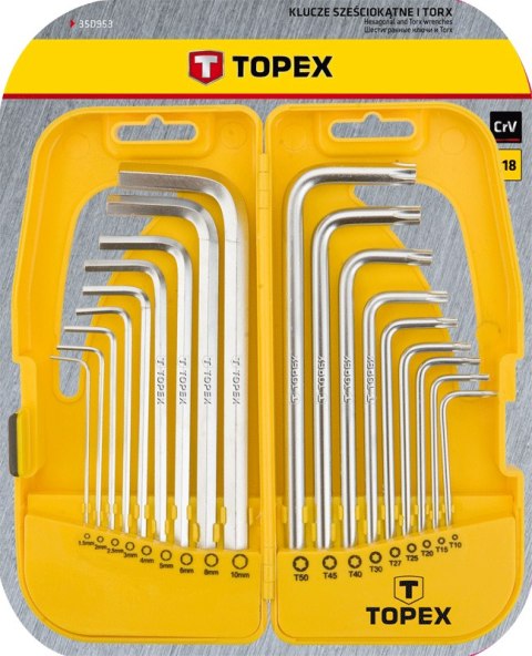 Klucze sześciokątne i Torx, zestaw 18 szt.