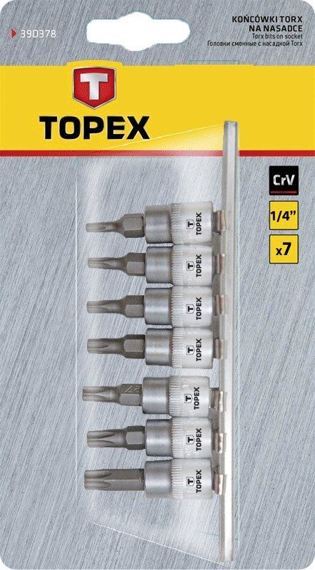 Końcówki Torx na nasadce 35 mm, zestaw 7 szt.