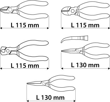 Szczypce precyzyjne, zestaw 5 szt. 32D755 TOPEX
