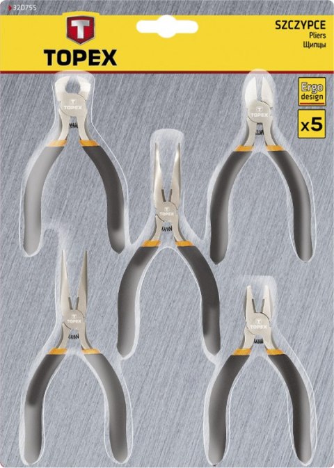 Szczypce precyzyjne, zestaw 5 szt. 32D755 TOPEX