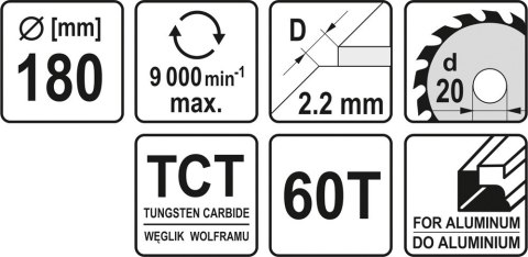 TARCZA WIDIOWA DO ALUMINIUM 180X60TX20MM