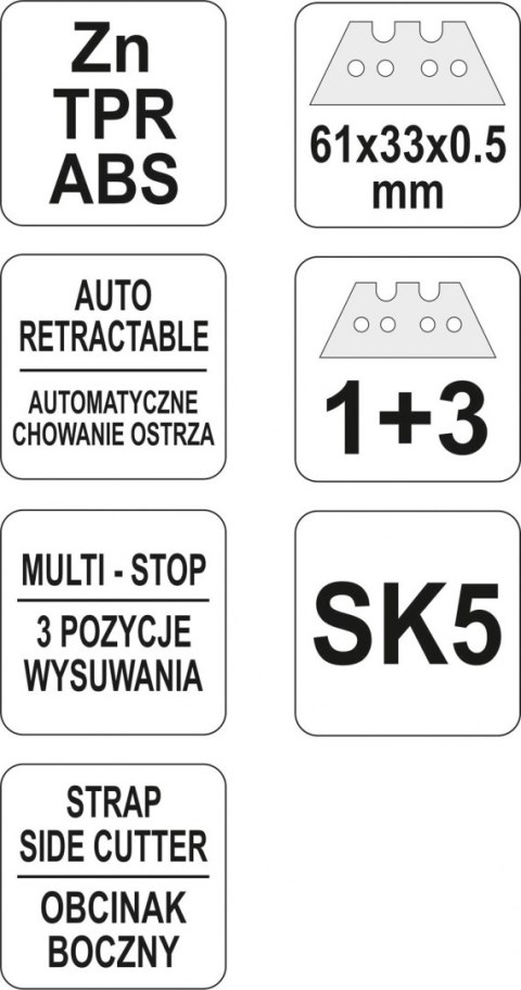 NOŻYK Z WYSUWANYM OSTRZEM TRAPEZOWYM YT-75201