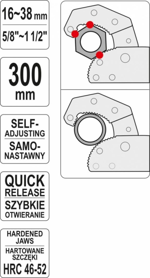 KLUCZ DO RUR SZYBKONASTAWNY 16-38MM YT-22005 YATO