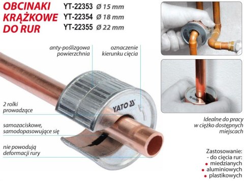 OBCINAK KRĄŻKOWY DO RUR 18MM YT-22354 YATO