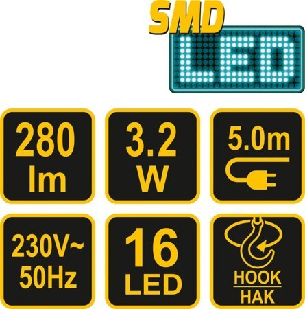 LAMPA WARSZT. PRZEWODOWA LED 3,2W 82699V VOREL