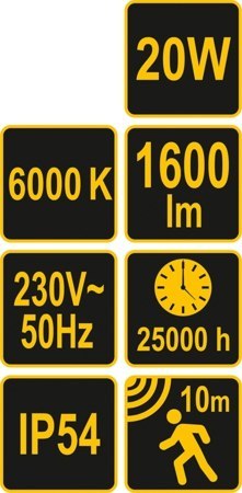 REFLEKTOR SMD LED 20W Z CZUJN. RUCHU 82846V VOREL