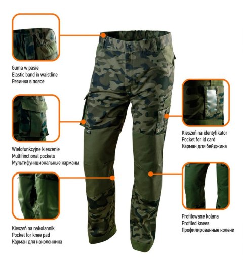 Spodnie robocze CAMO, rozmiar XL 81-221 NEO Spodnie robocze CAMO, rozmiar XL 81-221 NEO