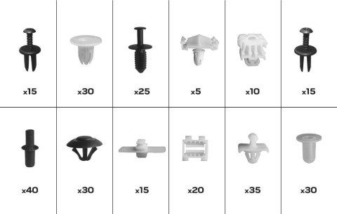 Zestaw spinek samochodowych Mercedes, 270 sztuk