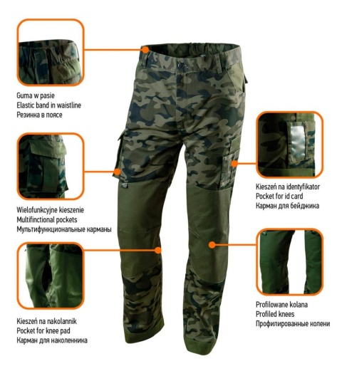 Spodnie robocze CAMO, rozmiar XS