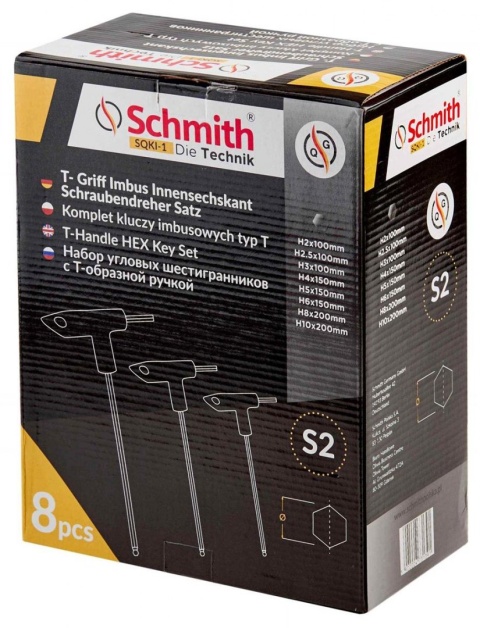 KOMPLET KLUCZY IMBUSOWYCH TYP T 8 SZT SCHMITH