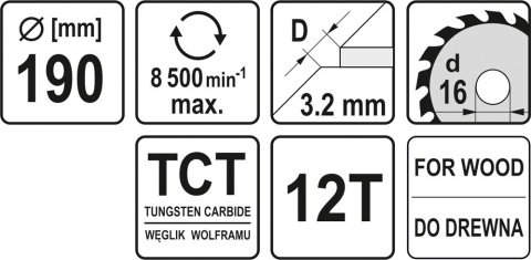 PIŁA TARCZOWA DO DREWNA 170X40TX16MM YT-60632 YATO