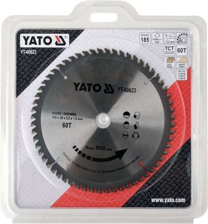 TARCZA TCT DO DREWNA 185X60TX20MM YT-60623 YATO