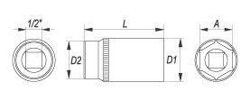 NASADKA 16MM 1/2"6-KĄT. CV DŁUGA YT-1229 YATO