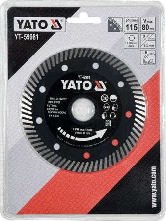 TARCZA DIAMENTOWA TURBO 115MM DO GRESU YT-59981 YATO