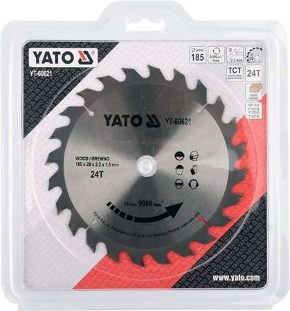 TARCZA TCT DO DREWNA 185X24TX20MM YT-60621 YATO