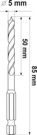 WIERTŁO DO DREWNA SPIRALNE 5MM HEX YT-33862 YATO