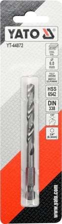 WIERTŁO DO METALU HSS 6542 6,0MM HEX YT-44872 YATO