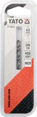 WIERTŁO DO METALU HSS PREMIUM 4,8MM YT-44218 YATO