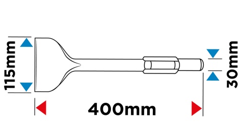 Dłuto HEX płaskie 115 x 400 mm