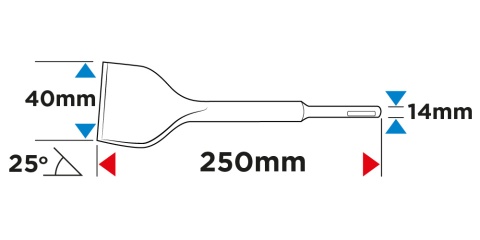 Dłuto SDS Plus 40 x 250 mm, 25 st.
