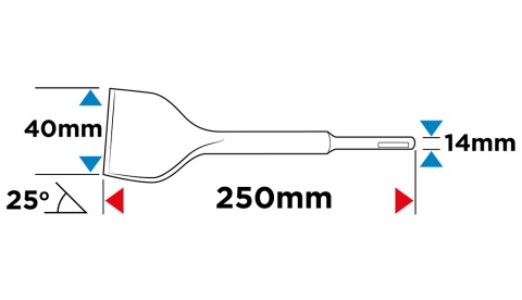 Dłuto SDS Plus 40 x 250 mm, 25 st.