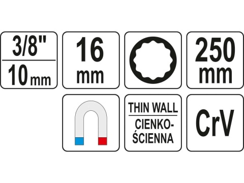 NASADKA DO ŚWIEC 16mm EXTRA DŁUGA 250mm YT-38522 YATO