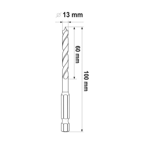 WIERTŁO DO DREWNA SPIRALNE 13MM HEX YT-33868 YATO