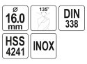 WIERTŁO DO METALU HSS PREMIUM 16MM YT-44239 YATO