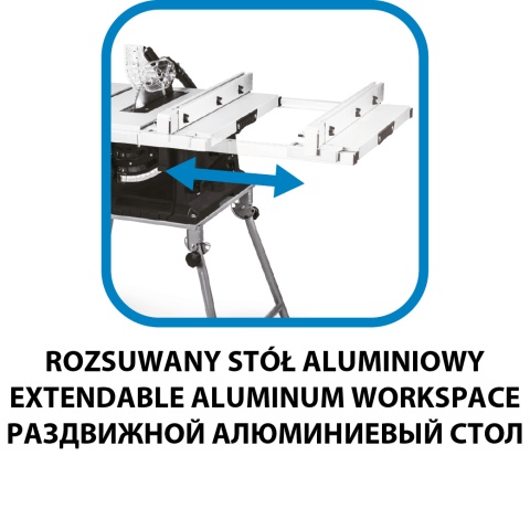 Pilarka stołowa 1600W, 254/30 mm, składany stół