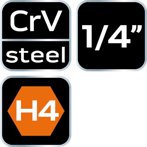 Końcówka sześciokątna H4 na nasadce 1/4", krótka 37