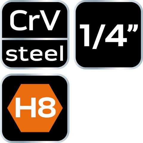 Końcówka sześciokątna H8 na nasadce 1/4", krótka 37