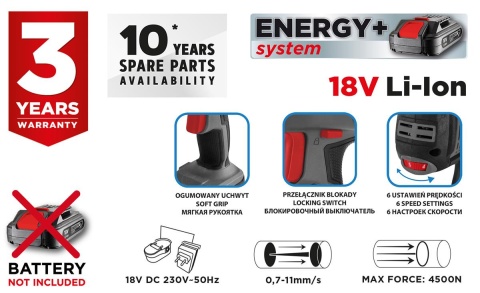 Pistolet uszczelniający Energy+ 18V bez akumulator