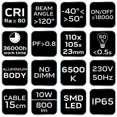 Reflektor SMD 10W 800 lm 230V Reflektor SMD 10W 800 lm 230V