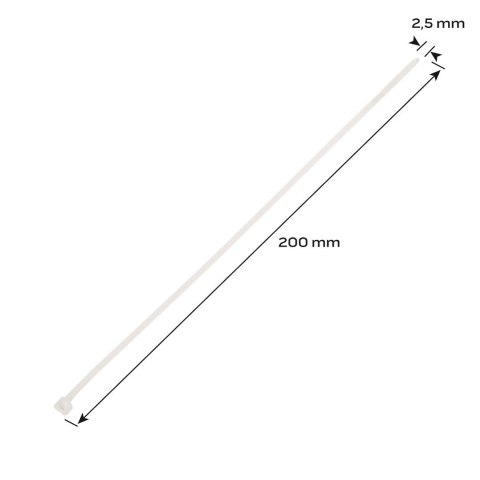 Opaski zaciskowe 2.5 x 200 mm, 100 szt., białe Opaski zaciskowe 2.5 x 200 mm, 100 szt., białe