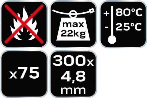 Opaski zaciskowe 4.8 x 300 mm, 75 szt., czarne
