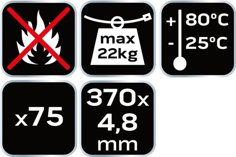 Opaski zaciskowe 4.8 x 370 mm, 75 szt., białe