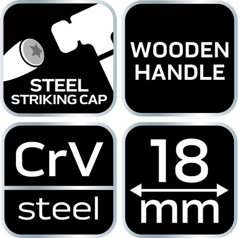 Dłuto 18 mm, CRV, uchwyt drewniany