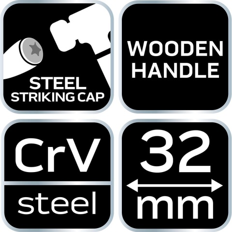 Dłuto 32 mm, CRV, uchwyt drewniany